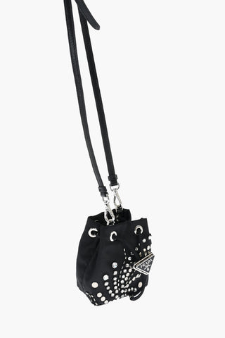 Pouch in Nylon con Borchie e Strass