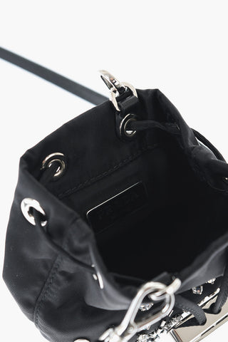 Pouch in Nylon con Borchie e Strass