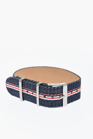 Slip-Through-Uhrarmband aus Denim mit gestreiftem Detail 20mm