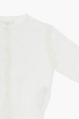Logoed Cardigan with Frill Detail