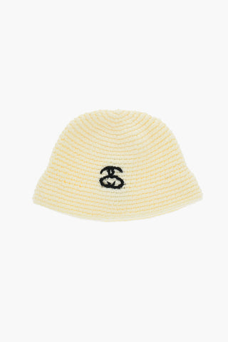 Solid Color Knitted Bucket Hat with Contrasting Detail