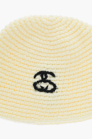 Solid Color Knitted Bucket Hat with Contrasting Detail