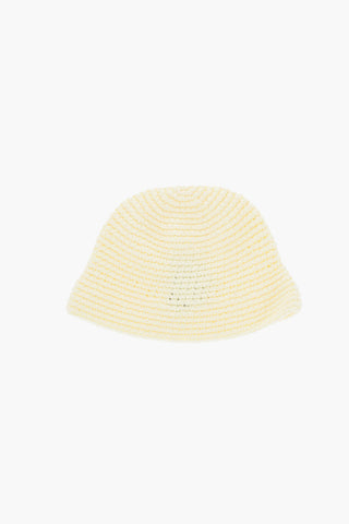 Solid Color Knitted Bucket Hat with Contrasting Detail