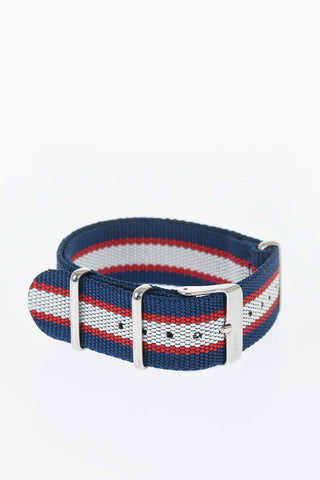 Striped Slip-Through Watch Strap with Silver Buckle 20mm