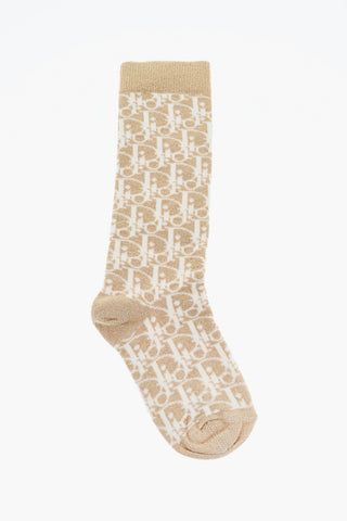Lurex Fabric Socks with Monogram Motif