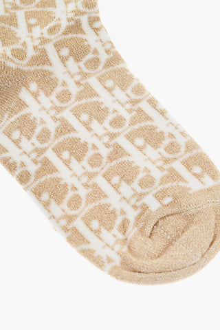 Lurex Fabric Socks with Monogram Motif