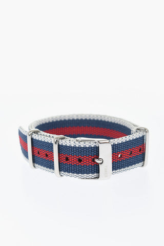 Striped Slip-Through Strap with Silver Buckle 18mm