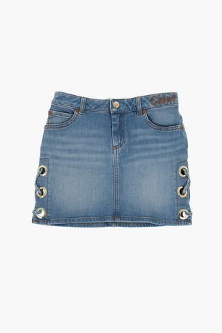 Denims Mini Skirt with Lace-Up Detail