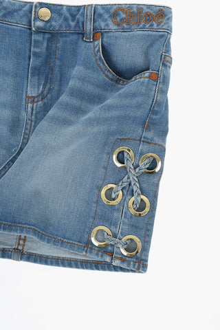 Denims Mini Skirt with Lace-Up Detail