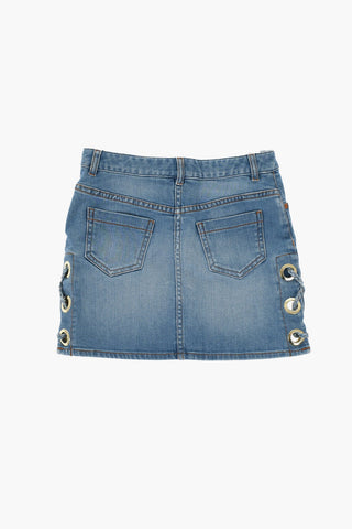 Denims Mini Skirt with Lace-Up Detail
