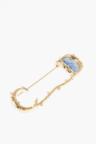 Golden Effect Brass Brooch with CD Monogram