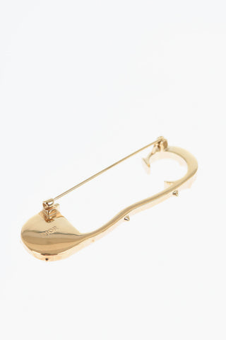 Golden Effect Brass Brooch with CD Monogram