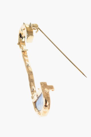 Golden Effect Brass Brooch with CD Monogram