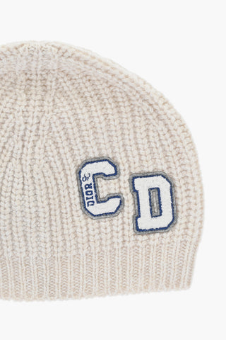 Beanie in Maglia a Tinta Unita con Patch Logo