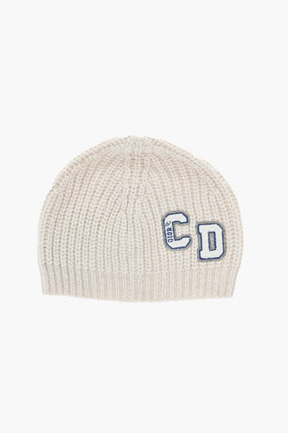 Beanie in Maglia a Tinta Unita con Patch Logo