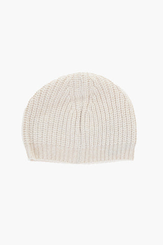 Beanie in Maglia a Tinta Unita con Patch Logo