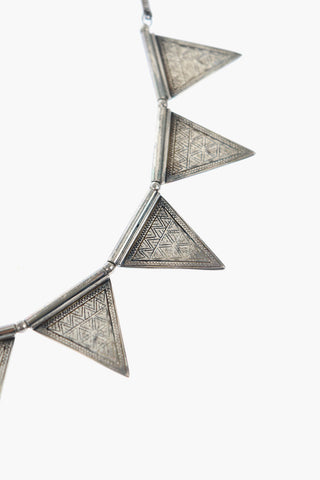 Vintage Effect Brushed Metal TRIANGLE Necklace