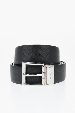 Cintura Bicolore in Pelle Saffiano Reversibile 35mm