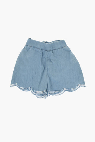 Denim Effect Shorts with Bow Details