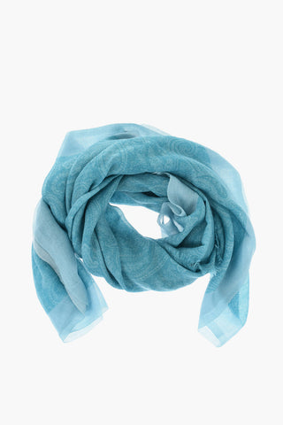 Sciarpa in Cashmere Motivo Paisley con Bordo Sfrangiato