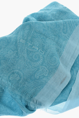 Sciarpa in Cashmere Motivo Paisley con Bordo Sfrangiato
