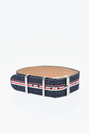 Slip-Through-Uhrarmband aus Denim mit gestreiftem Detail 18mm