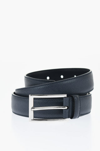 Saffiano Leather Belt with Silver-Tone Buckle 30mm
