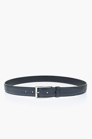 Saffiano Leather Belt with Silver-Tone Buckle 30mm