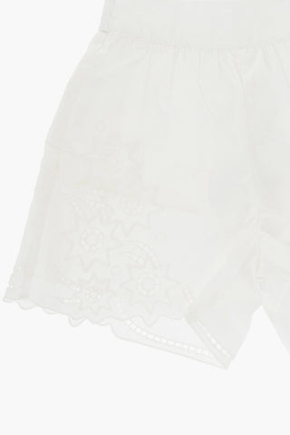Cotton Shorts with Sangallo Details