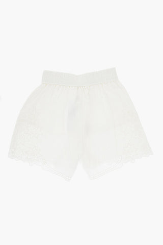 Cotton Shorts with Sangallo Details