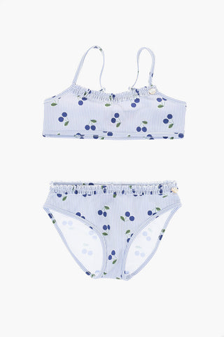 Floral Printed And Striped Bikini
