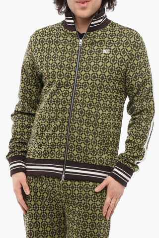 Felpa in Jacquard Con Bande Laterali in Crochet