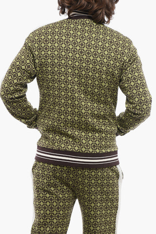 Felpa in Jacquard Con Bande Laterali in Crochet