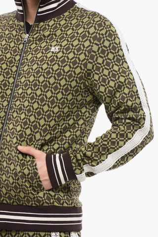 Felpa in Jacquard Con Bande Laterali in Crochet