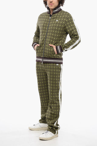 Felpa in Jacquard Con Bande Laterali in Crochet