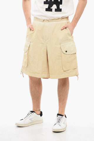 Faded Effect Cotton and Nylon Cargo Shorts