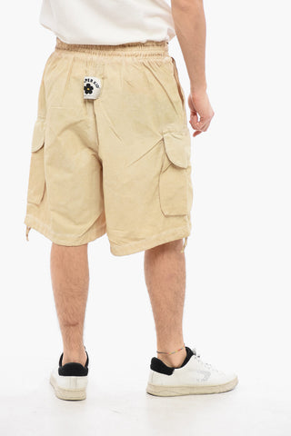 Faded Effect Cotton and Nylon Cargo Shorts