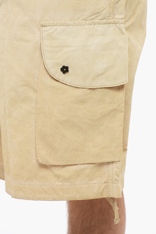 Faded Effect Cotton and Nylon Cargo Shorts