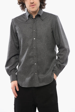 Cotton and Virgin Wool Button Down STRAMP Shirt