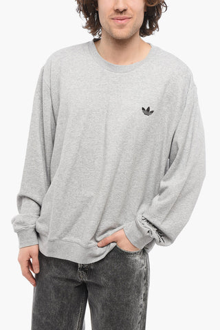 WALES BONNER Cotton Crew-neck Sweatshirt with Velvet Logo