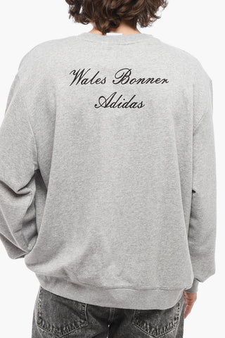 WALES BONNER Cotton Crew-neck Sweatshirt with Velvet Logo