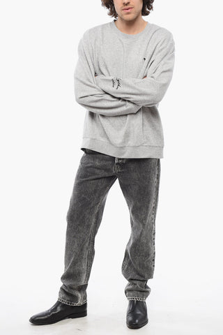 WALES BONNER Cotton Crew-neck Sweatshirt with Velvet Logo
