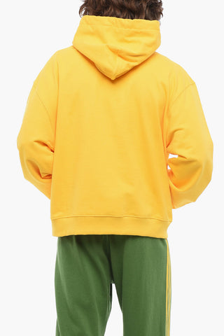 Hoodie aus angerauter Baumwolle mit Kontrastprint