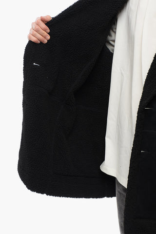Double-breasted Eco-Shearling Coat with Patch Pockets