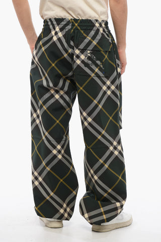 Tartan-Pattern Nylon Joggers with Ankle Drawstring