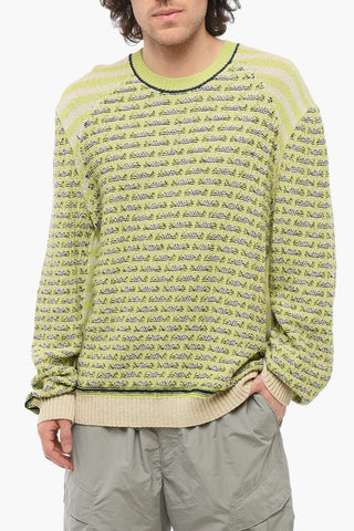 Perforated YARN Crew-Neck Sweater with Rib Details
