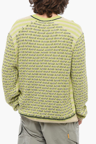 Perforated YARN Crew-Neck Sweater with Rib Details