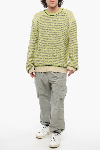 Perforated YARN Crew-Neck Sweater with Rib Details