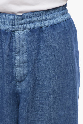 Joggers in Lino con Coulisse alla Caviglia