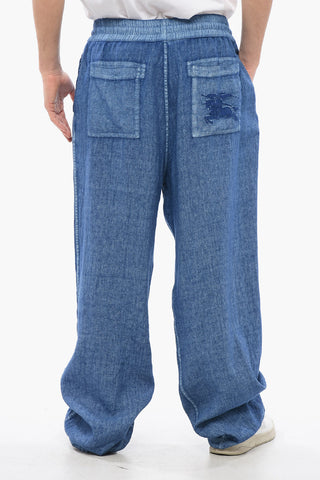 Joggers in Lino con Coulisse alla Caviglia